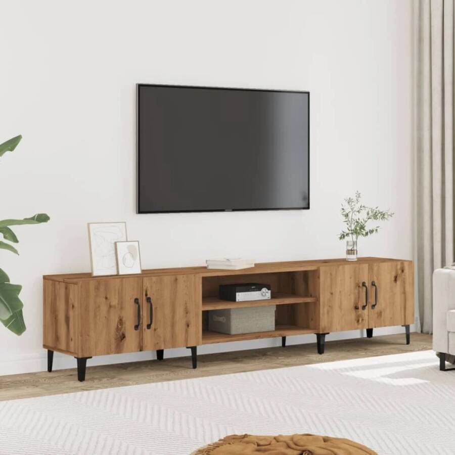 vidaXL Tv-meubel 180x31 5x40 cm bewerkt hout artisanaal eikenkleurig