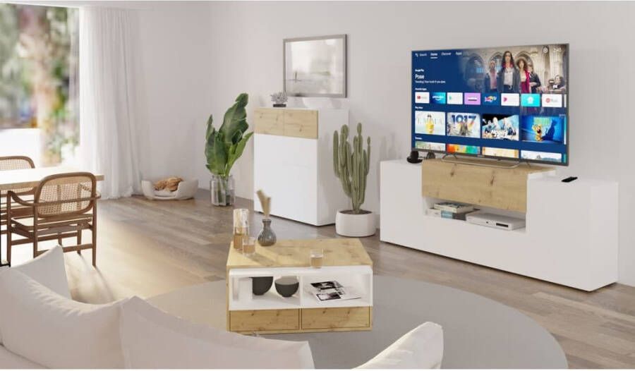 VidaXL Tv-meubel 182x33x70 2 cm artisan eikenkleurig wit