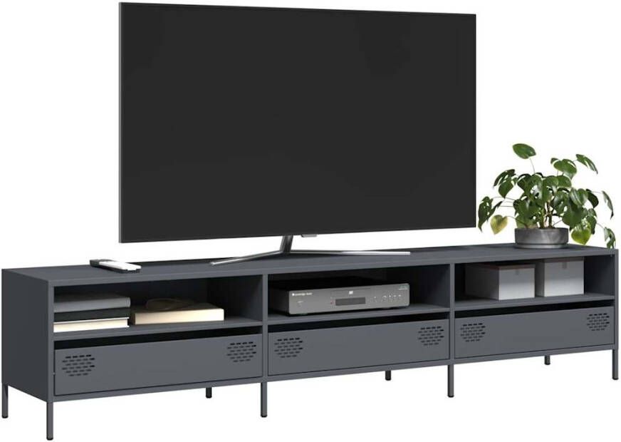 VidaXL Tv-meubel 202x39x43 5 cm koudgewalst staal antracietkleurig