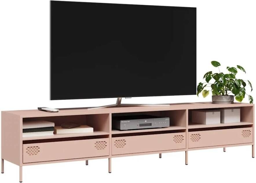 VidaXL Tv-meubel 202x39x43 5 cm koudgewalst staal roze