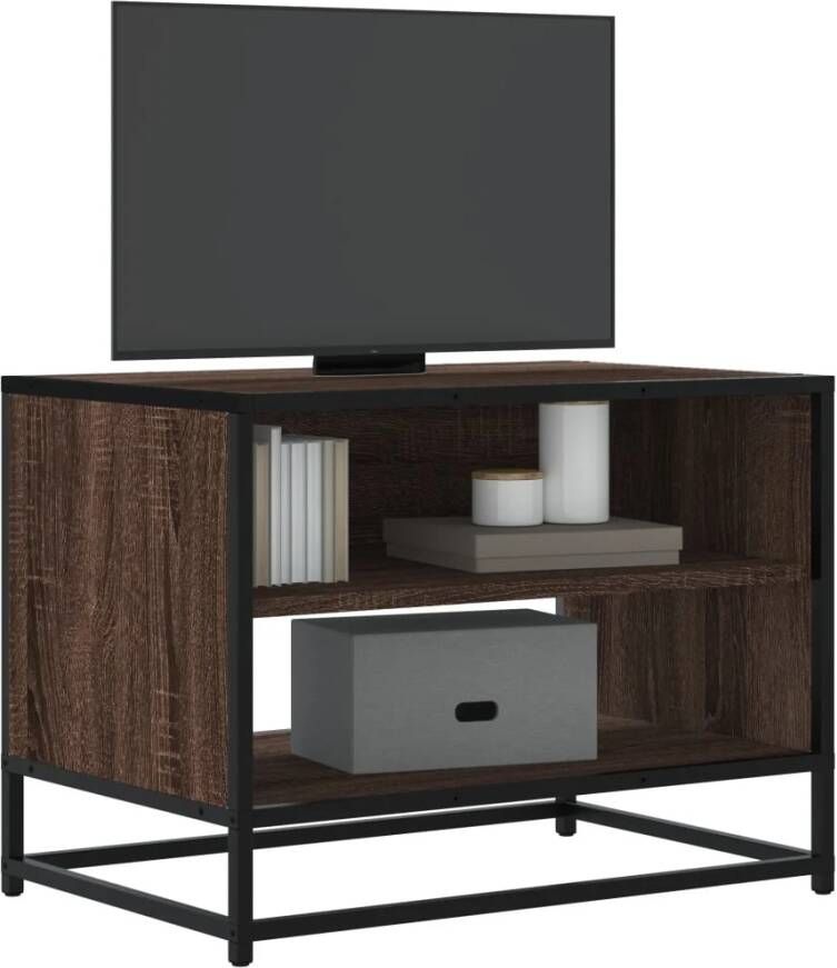 vidaXL Tv-meubel 61x40x46 cm bewerkt hout metaal bruin eikenkleur