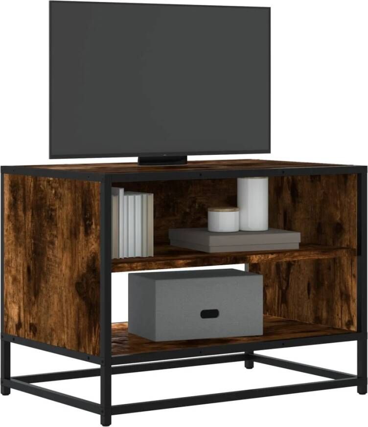 vidaXL Tv-meubel 61x40x46 cm bewerkt hout metaal gerookt eikenkleurig