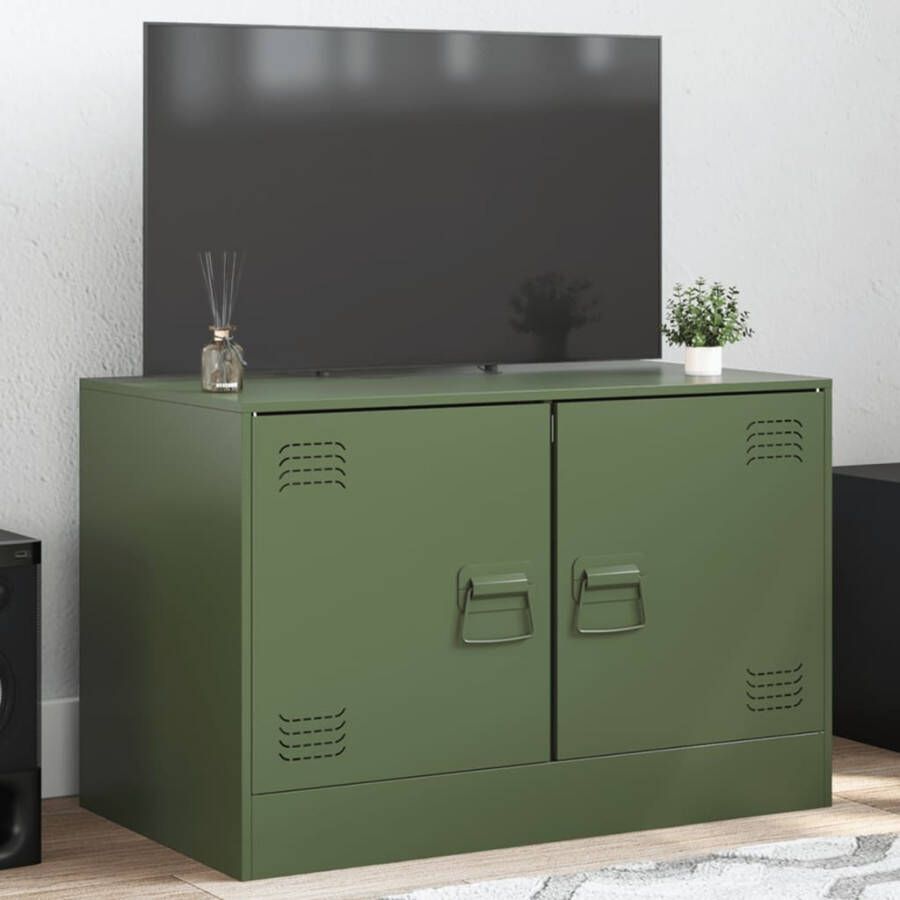 VidaXL Tv-meubel 67x39x44 cm staal olijfgroen