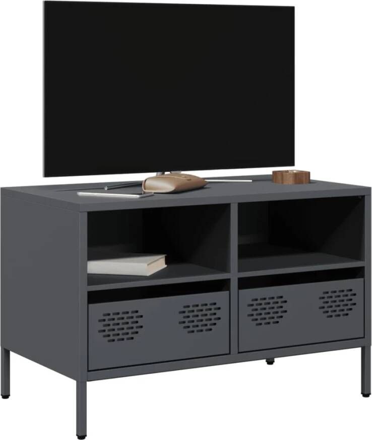 vidaXL Tv-meubel 68x39x43 5 cm koudgewalst staal antracietkleurig