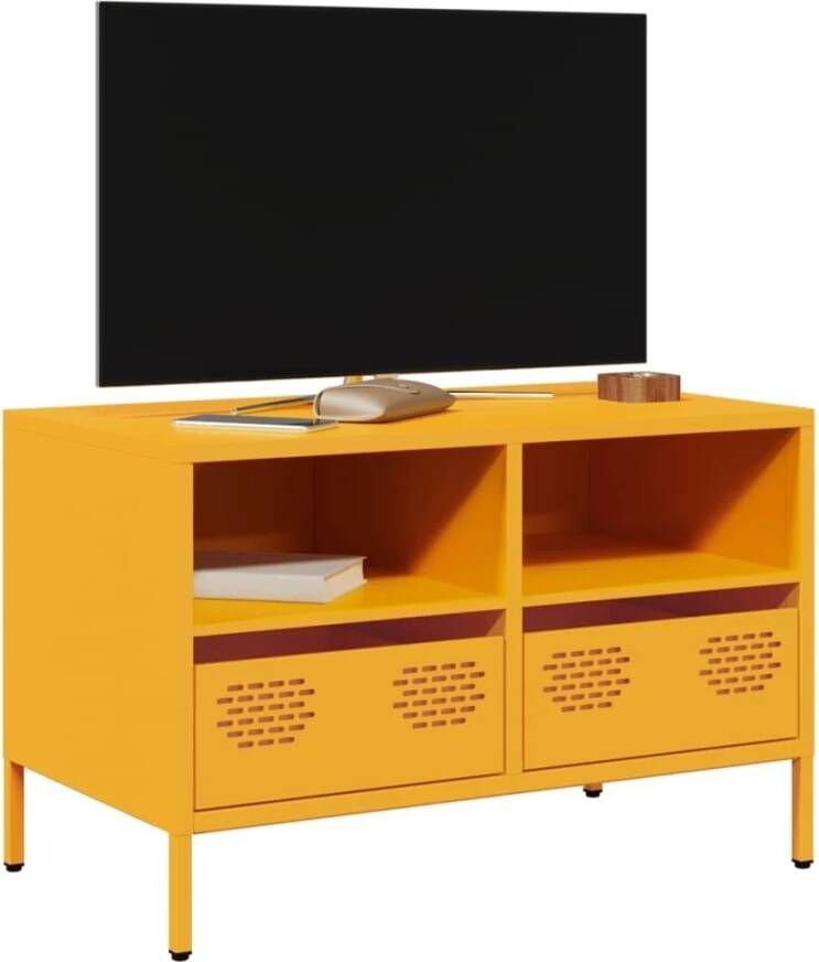 VidaXL Tv-meubel 68x39x43 5 cm koudgewalst staal mosterdgeel