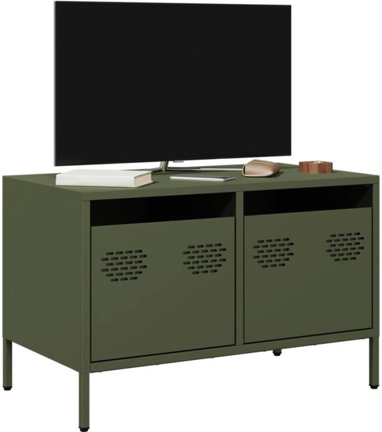 vidaXL Tv-meubel 68x39x43 5 cm koudgewalst staal olijfgroen