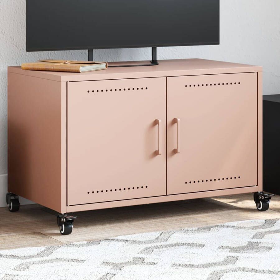 VidaXL Tv-meubel 68x39x43 5 cm staal roze