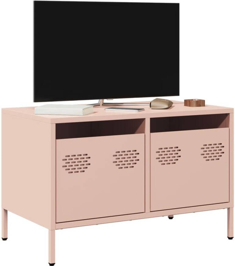 vidaXL Tv-meubel 68x39x43 5 cm koudgewalst staal roze