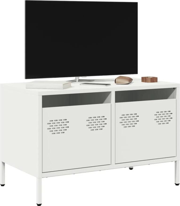 VidaXL Tv-meubel 68x39x43 5 cm koudgewalst staal wit