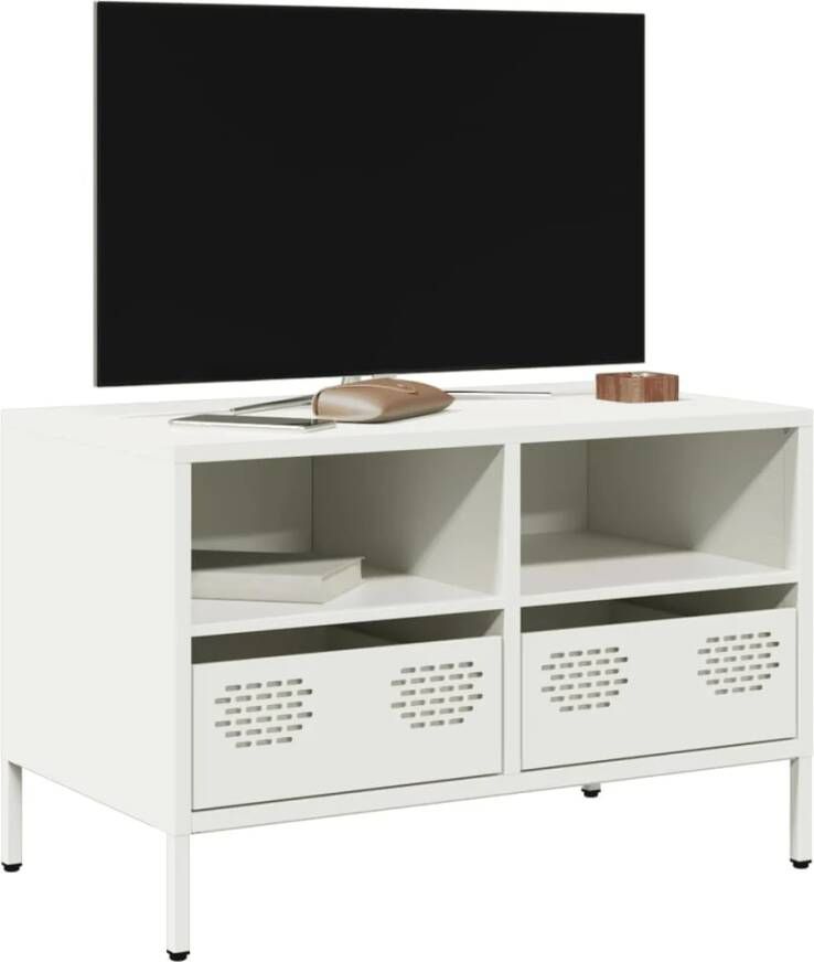 VidaXL Tv-meubel 68x39x43 5 cm koudgewalst staal wit