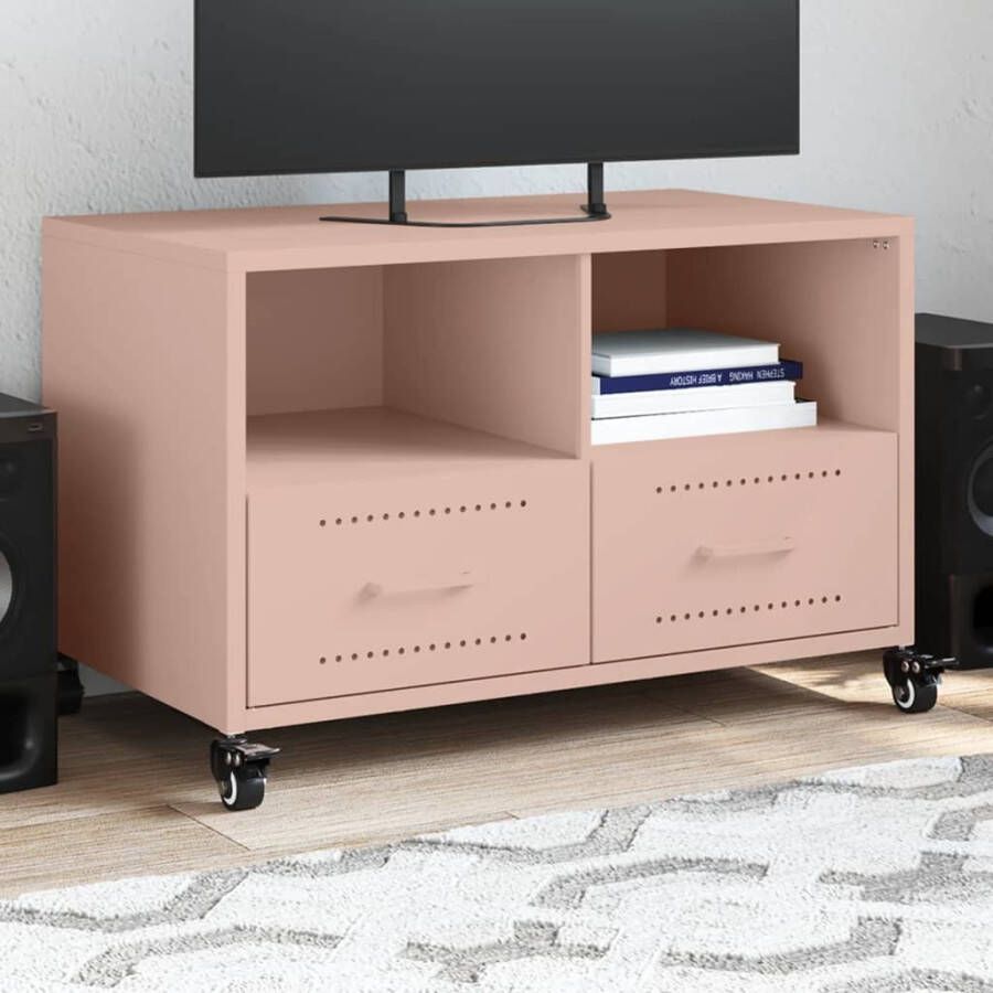 VidaXL Tv-meubel 68x39x43 5 cm staal roze