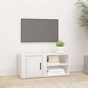 VidaXL Tv-meubel 80x31 5x36 cm bewerkt hout hoogglans wit