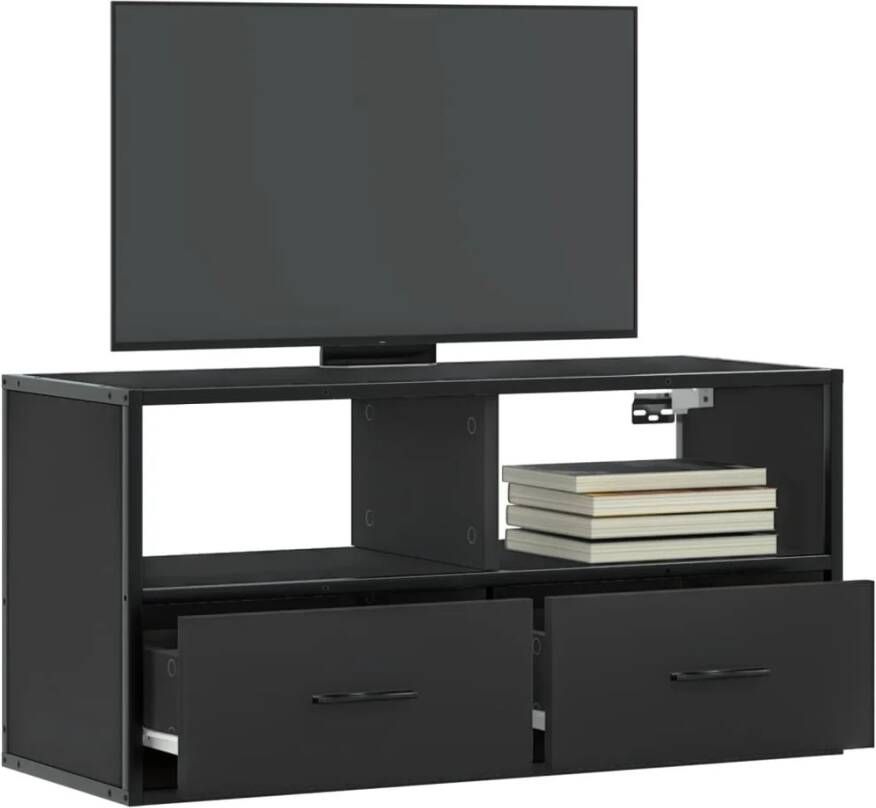 VidaXL Tv-meubel 80x31x39 5 cm bewerkt hout en metaal zwart