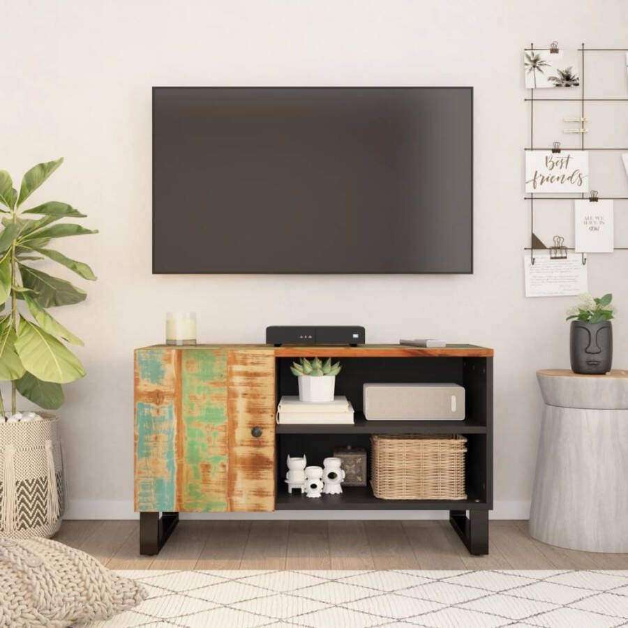 VidaXL Tv-meubel 80x33x46 cm massief hout gerecycled en bewerkt hout