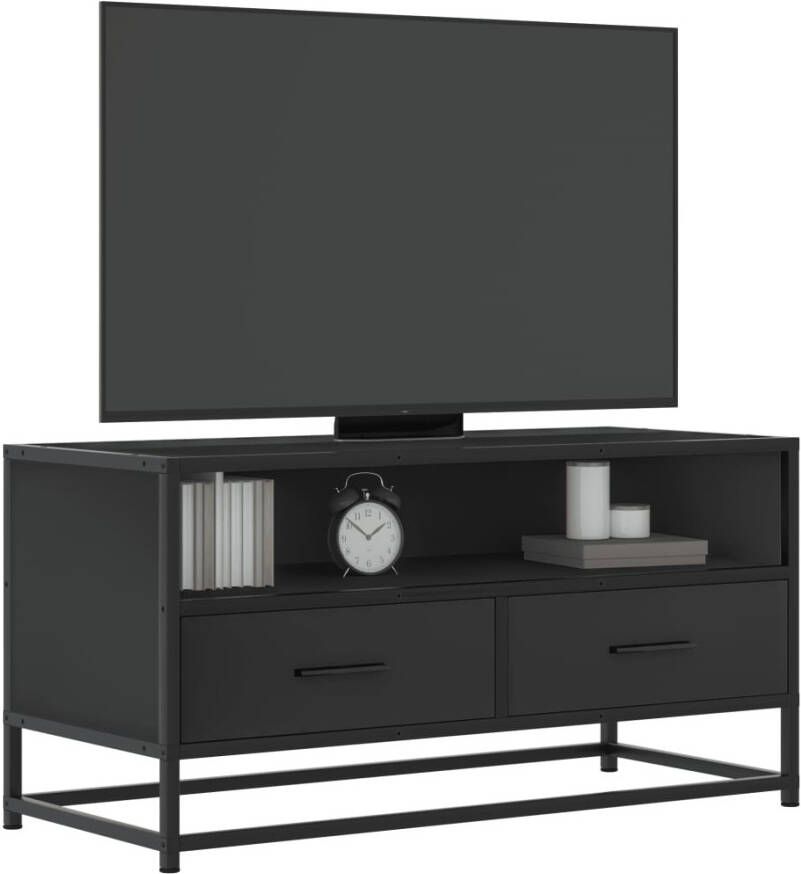 vidaXL Tv-meubel 80x34 5x40 cm bewerkt hout en metaal zwart