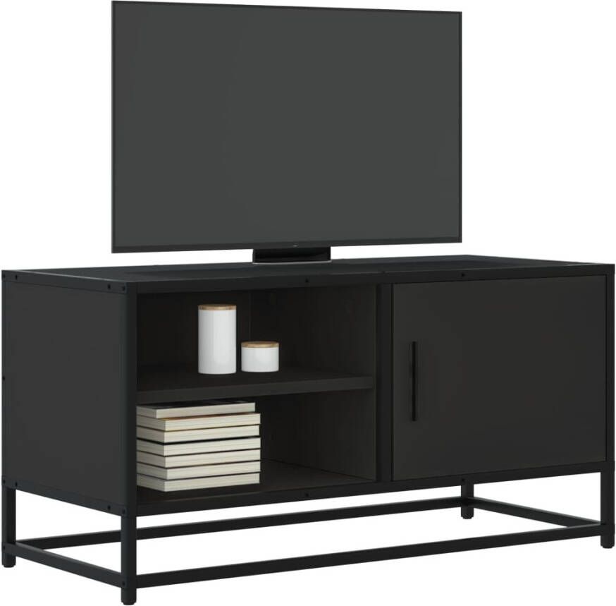 VidaXL Tv-meubel 80x34 5x40 cm bewerkt hout en metaal zwart