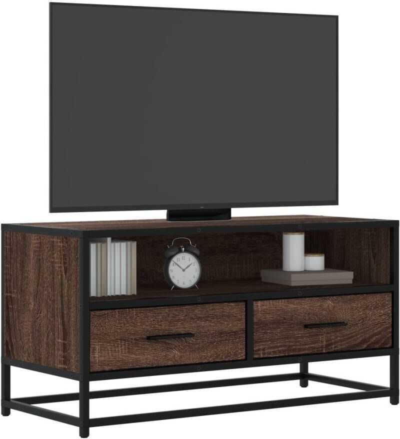 VidaXL Tv-meubel 80x34 5x40 cm bewerkt hout metaal bruin eikenkleur