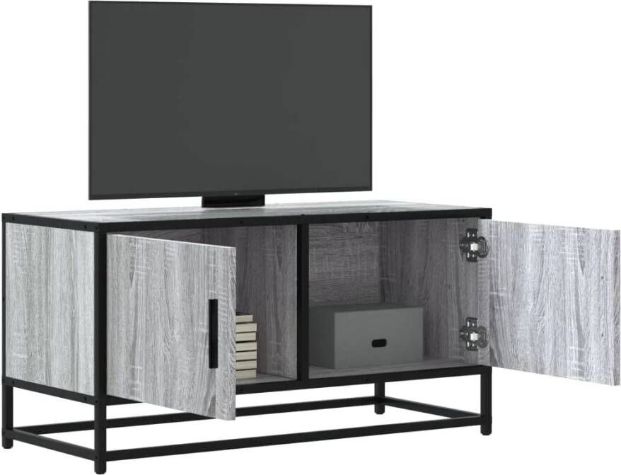 vidaXL Tv-meubel 80x34 5x40 cm bewerkt hout metaal grijs sonoma eiken