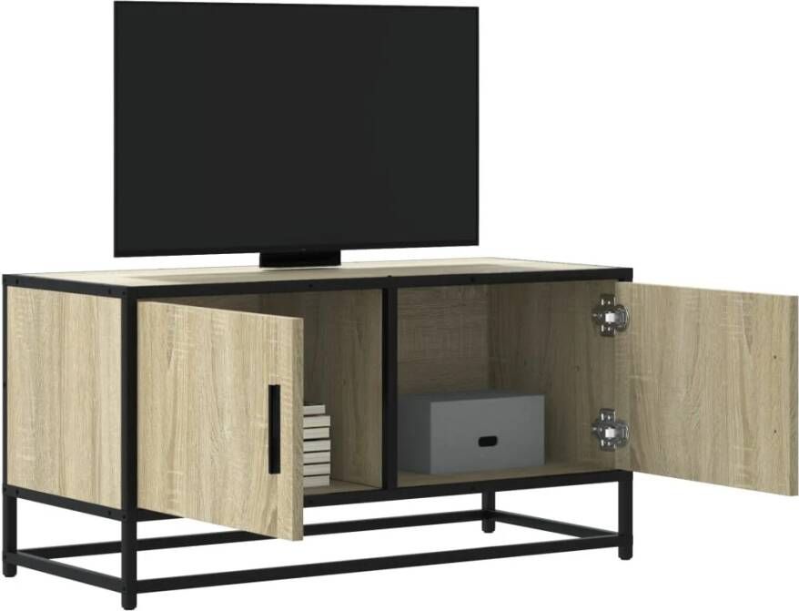 vidaXL Tv-meubel 80x34 5x40 cm bewerkt hout metaal sonoma eikenkleurig