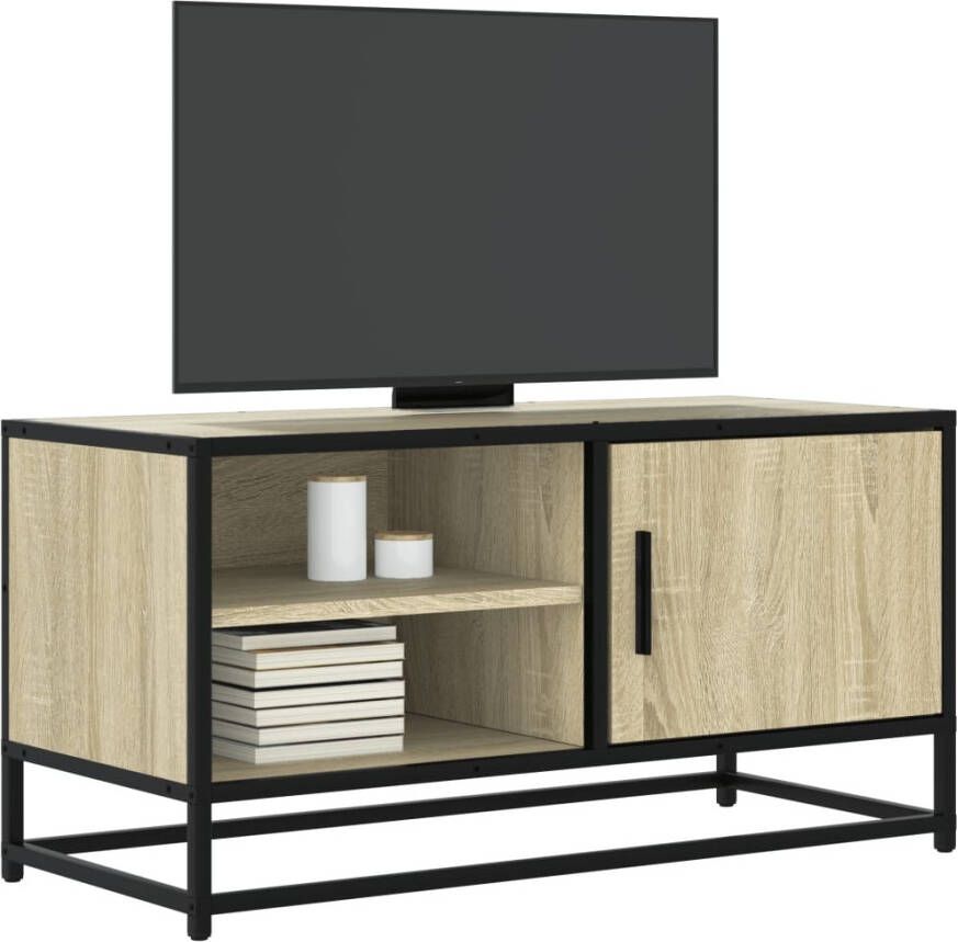 VidaXL Tv-meubel 80x34 5x40 cm bewerkt hout metaal sonoma eikenkleurig