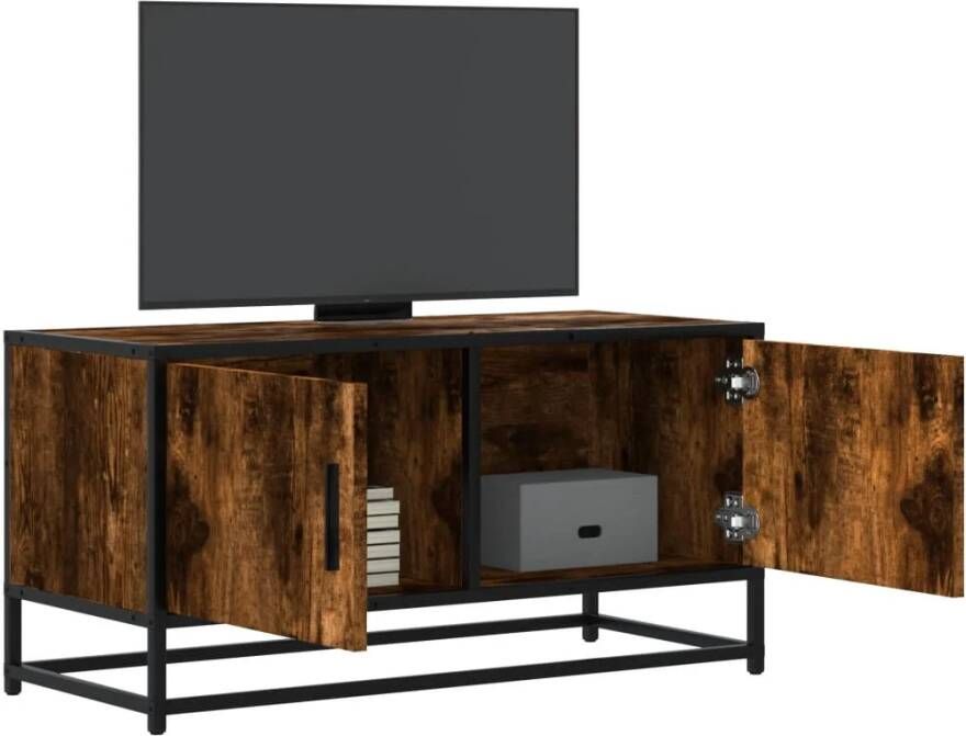 vidaXL Tv-meubel 80x34 5x40cm bewerkt hout metaal gerookt eikenkleurig