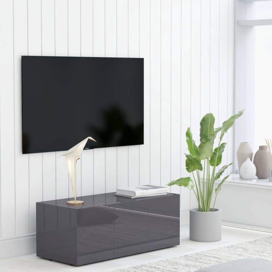 VidaXL Tv-meubel 80x34x30 cm bewerkt hout hoogglans grijs