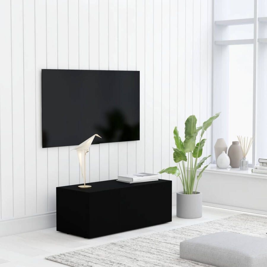 VidaXL Tv-meubel 80x34x30 cm bewerkt hout zwart