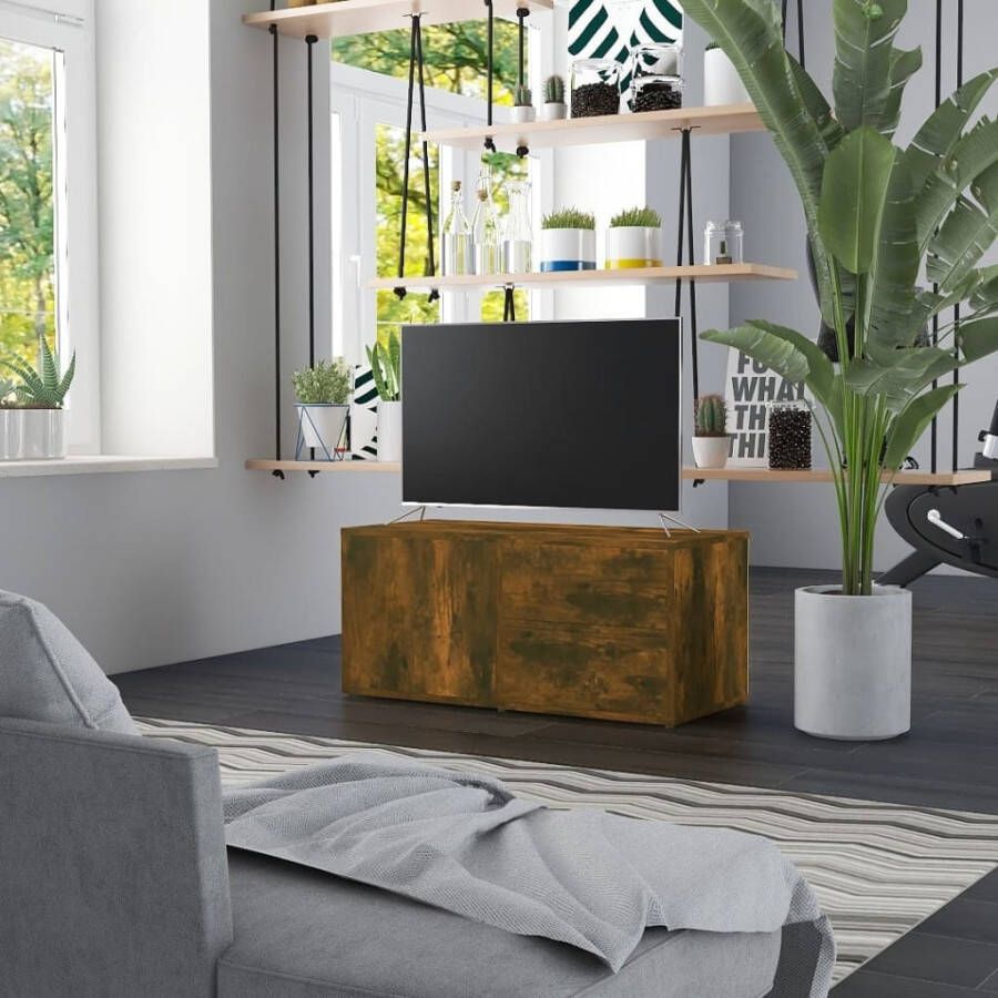 VidaXL Tv-meubel 80x34x36 cm bewerkt hout gerookt eikenkleurig