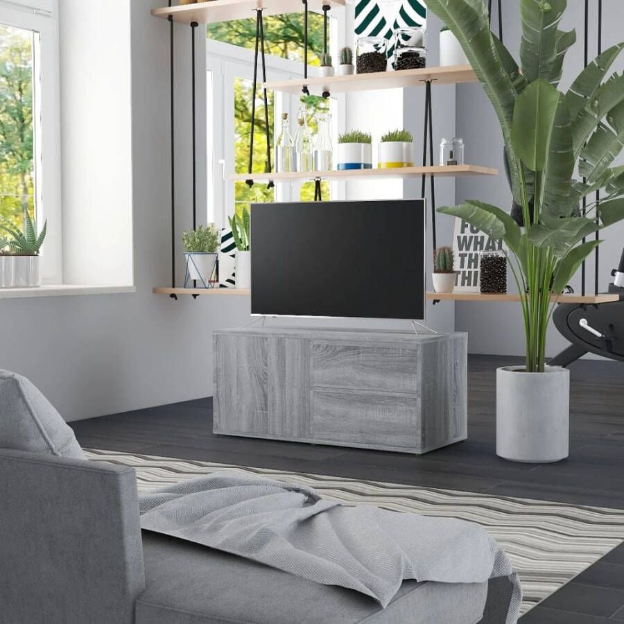 VidaXL Tv-meubel 80x34x36 cm bewerkt hout grijs sonoma eikenkleurig
