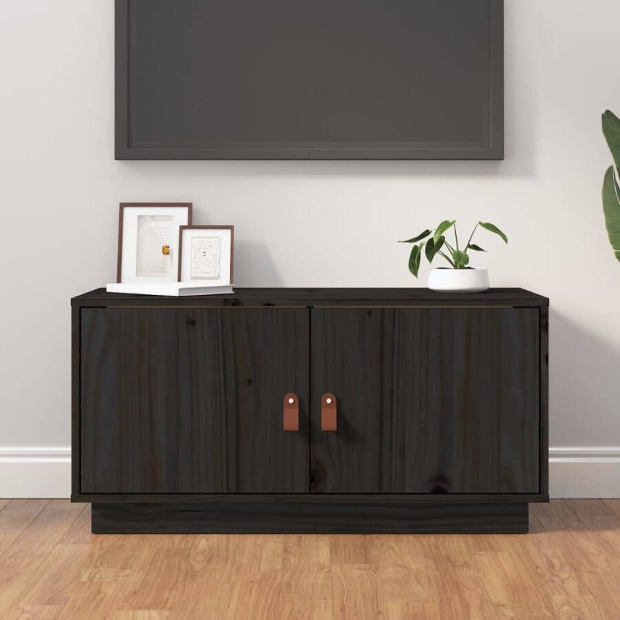 VidaXL Tv-meubel 80x34x40 cm massief grenenhout zwart
