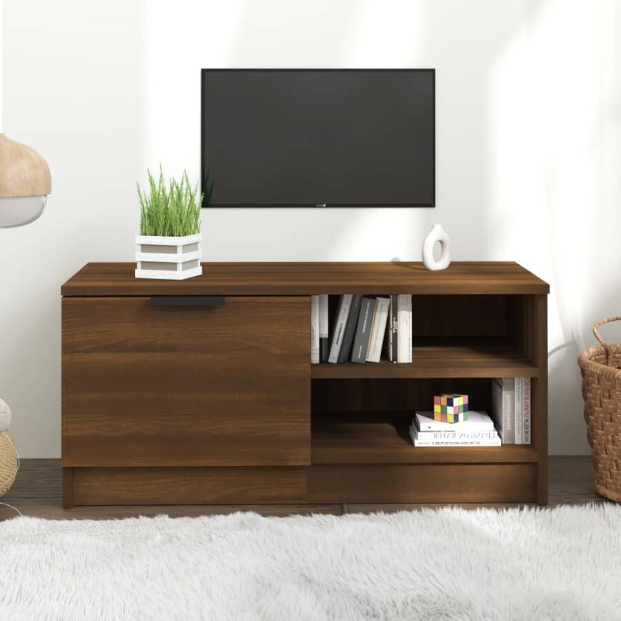 VidaXL Tv-meubel 80x35x36 5 cm bewerkt hout bruineikenkleurig