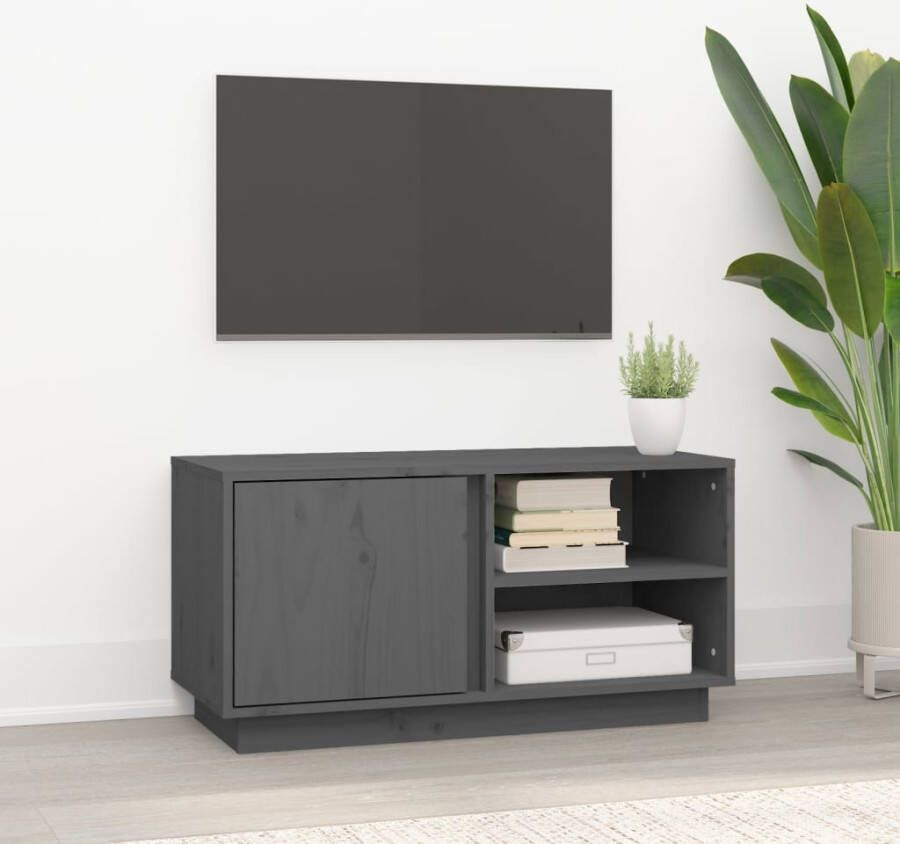 VidaXL Tv-meubel 80x35x40 5 cm massief grenenhout grijs