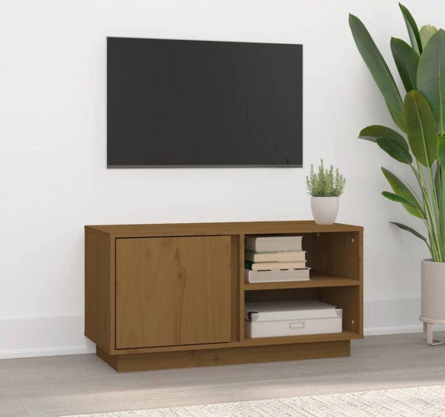 vidaXL Tv-meubel 80x35x40 5 cm massief grenenhout honingbruin