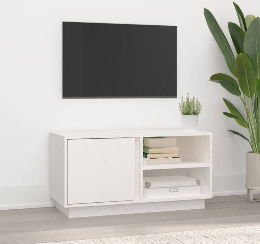 VidaXL Tv-meubel 80x35x40 5 cm massief grenenhout wit