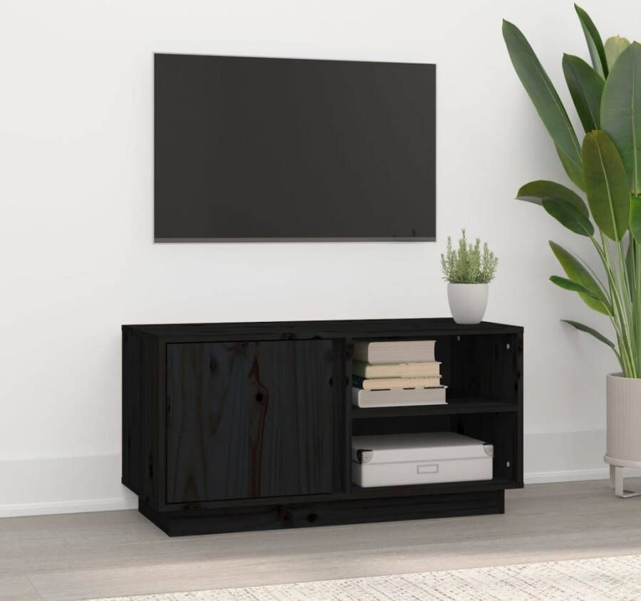 VidaXL Tv-meubel 80x35x40 5 cm massief grenenhout zwart