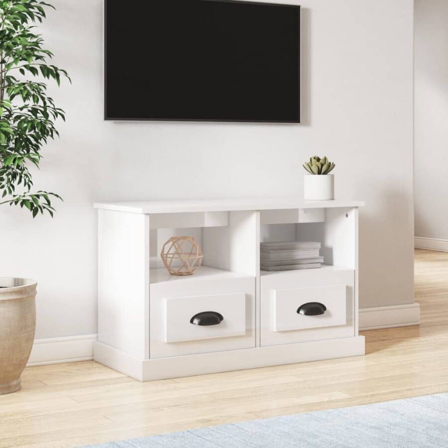 VidaXL Tv-meubel 80x35x50 cm bewerkt hout hoogglans wit