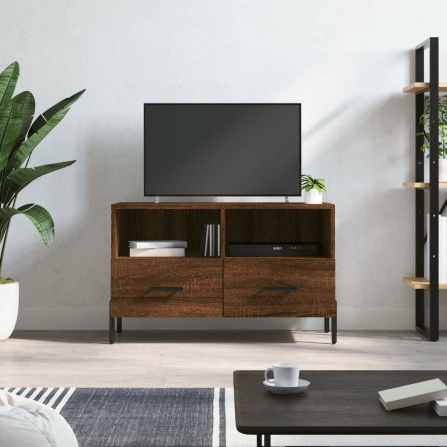 VidaXL Tv-meubel 80x36x50 cm bewerkt hout bruin eikenkleur