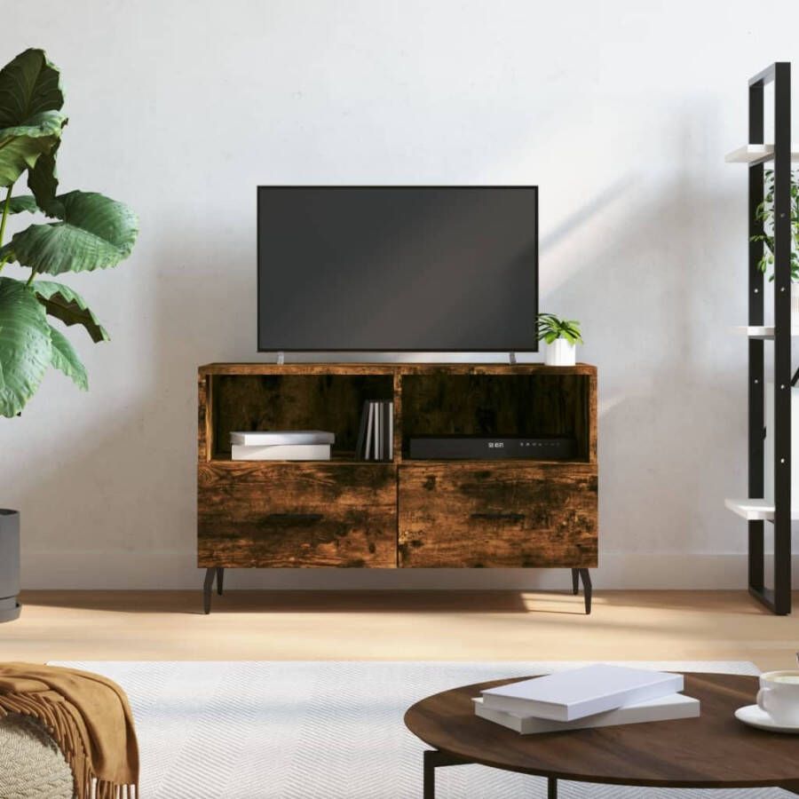 vidaXL Tv-meubel 80x36x50 cm bewerkt hout gerookt eikenkleurig