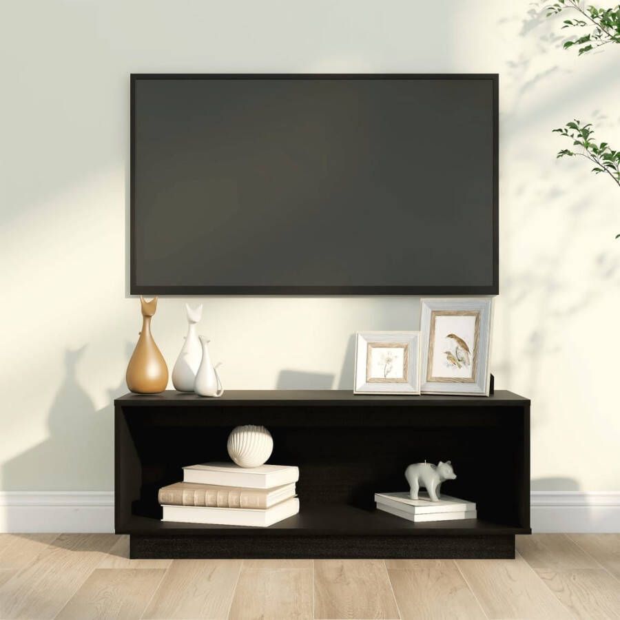 VidaXL Tv-meubel 90x35x35 cm massief grenenhout zwart