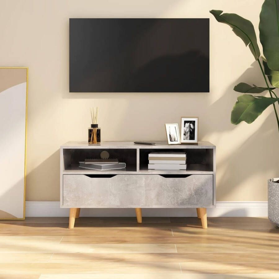 VidaXL Tv-meubel 90x40x48 5 cm bewerkt hout betongrijs