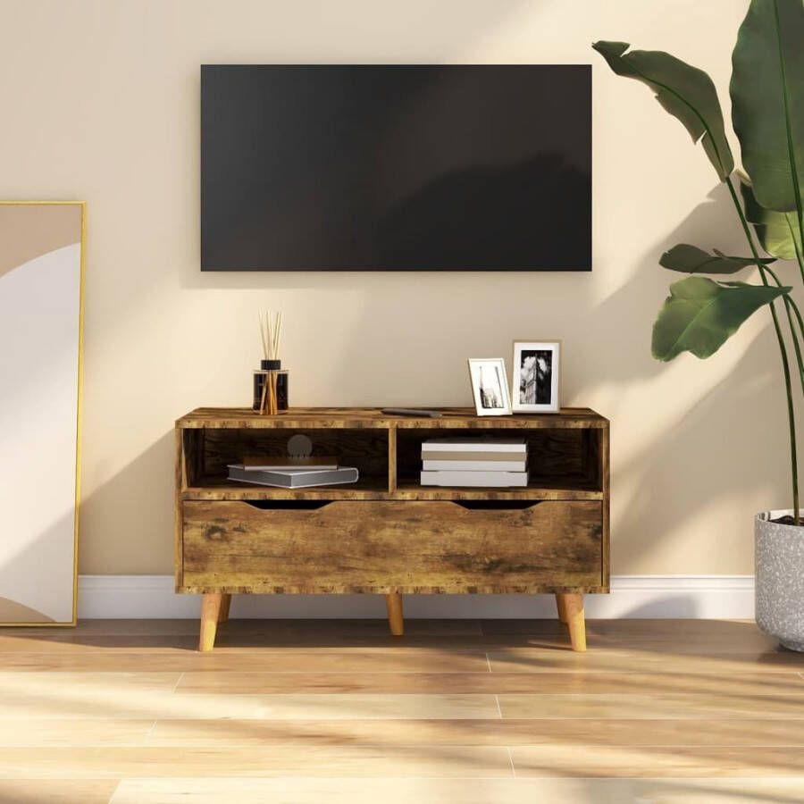 VidaXL Tv-meubel 90x40x48 5 cm bewerkt hout gerookt eikenkleurig