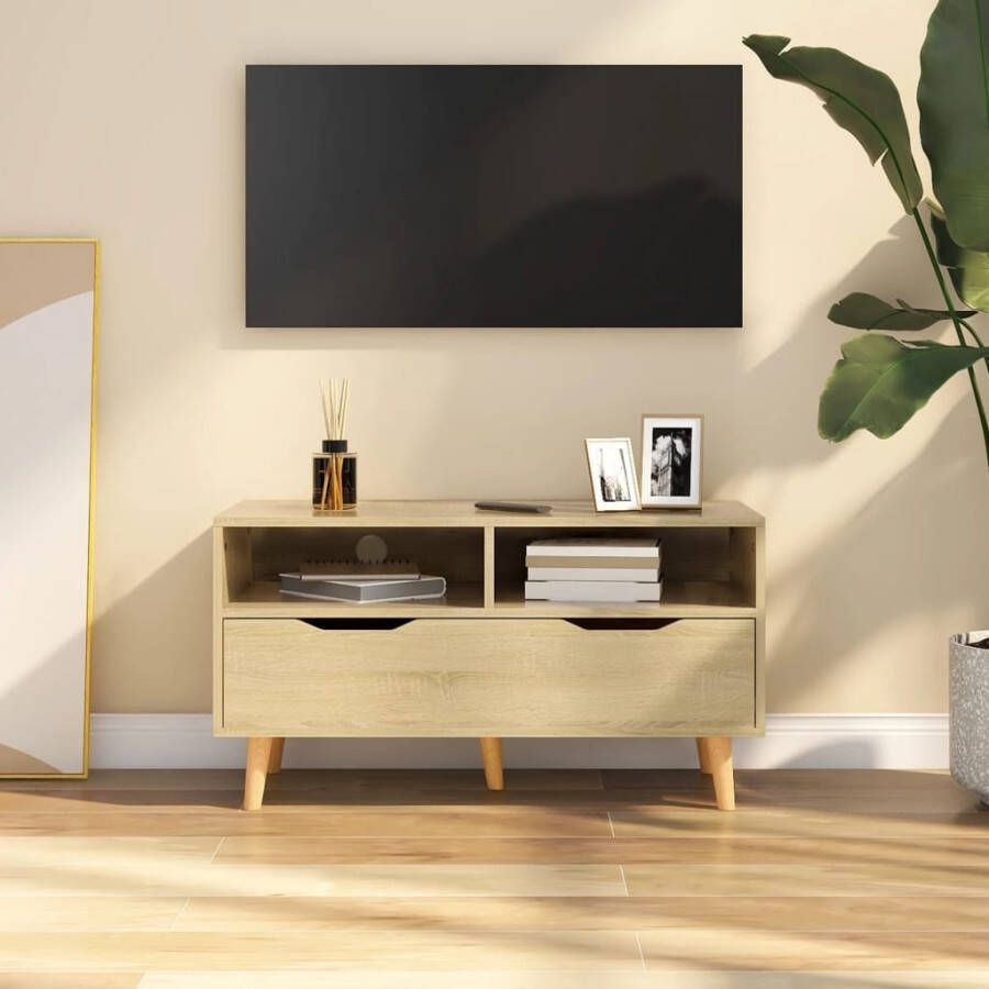 VidaXL Tv-meubel 90x40x48 5 cm bewerkt hout sonoma eikenkleurig