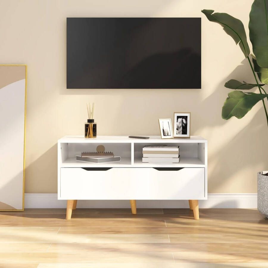 VidaXL Tv-meubel 90x40x48 5x cm bewerkt hout hoogglans wit