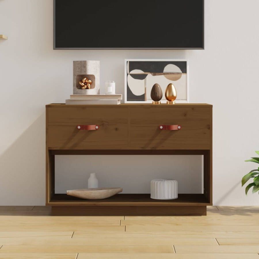 VidaXL Tv-meubel 90x40x60 cm massief grenenhout honingbruin