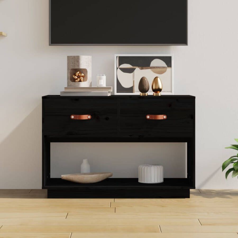 VidaXL Tv-meubel 90x40x60 cm massief grenenhout zwart