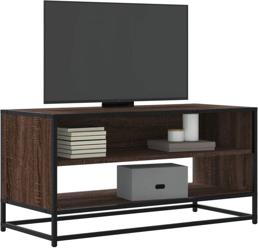 VidaXL Tv-meubel 91x40x46 cm bewerkt hout metaal bruin eikenkleur