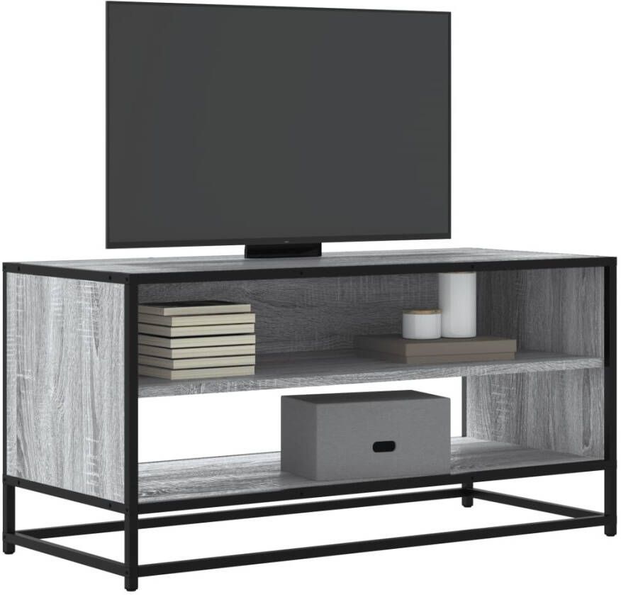 VidaXL Tv-meubel 91x40x46 cm bewerkt hout metaal grijs sonoma eiken