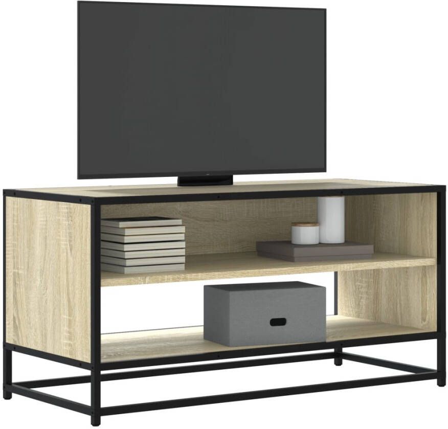 VidaXL Tv-meubel 91x40x46 cm bewerkt hout metaal sonoma eikenkleurig