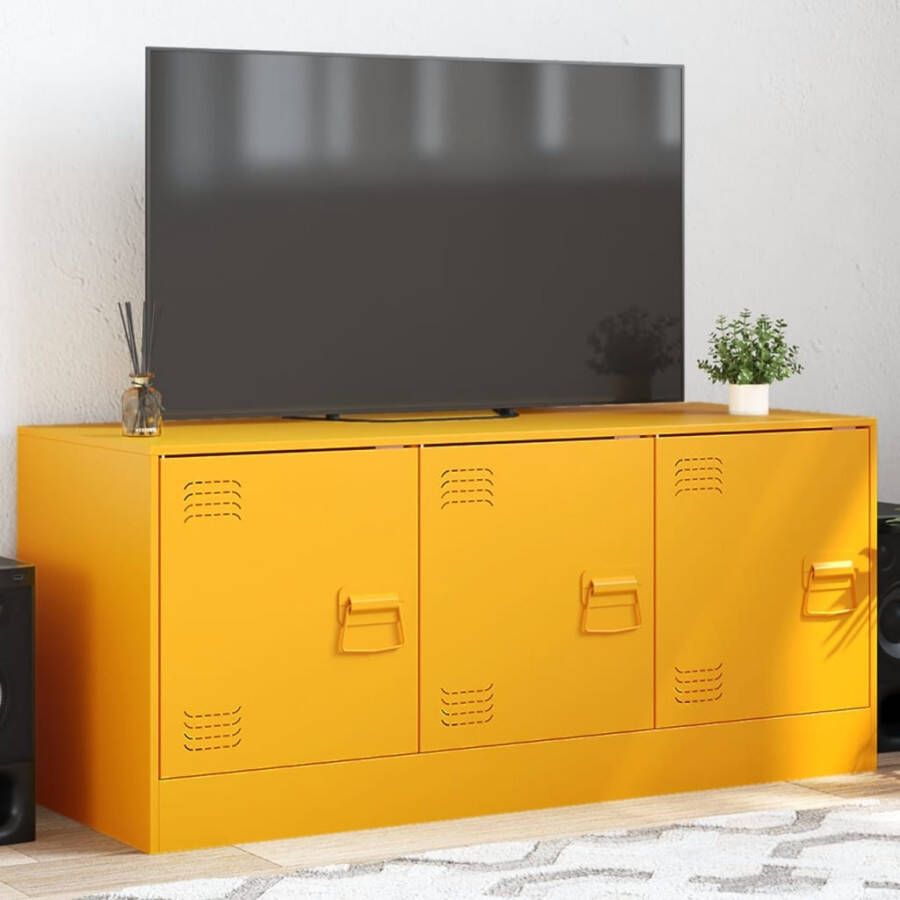 vidaXL Tv-meubel 99x39x44 cm staal mosterdgeel