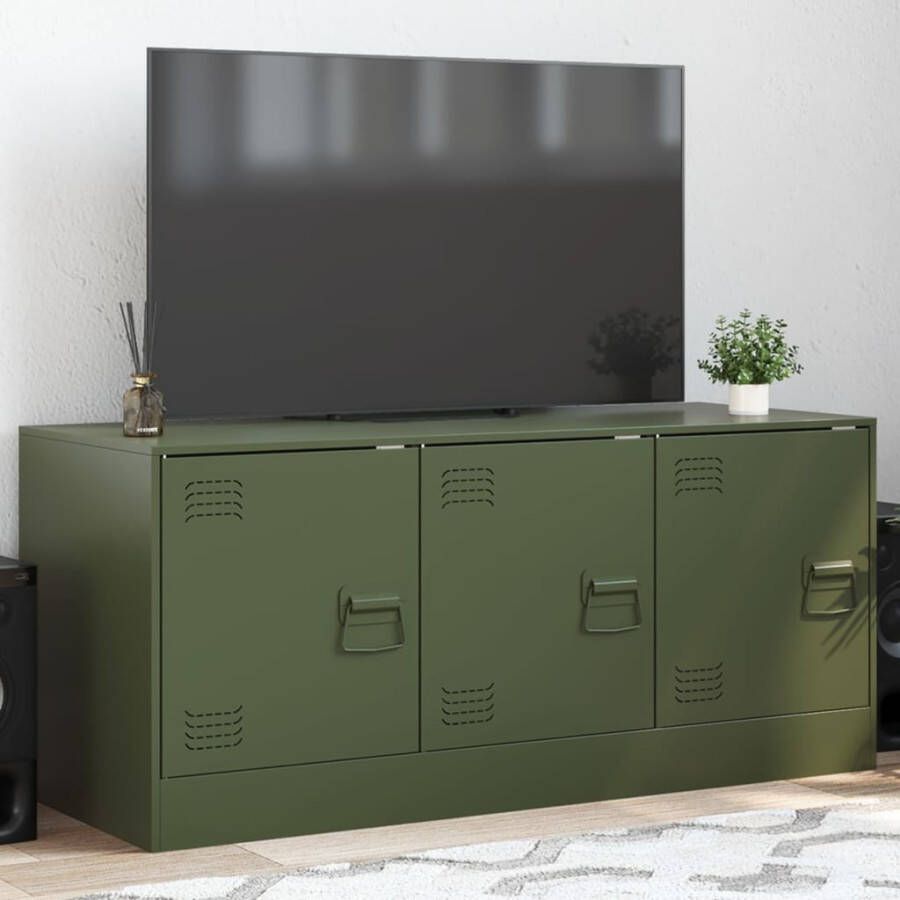 VidaXL Tv-meubel 99x39x44 cm staal olijfgroen